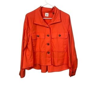 CABI #5098 Resort Button Up Jacket, Cotton Blazer, Shacket, Orange, Medium
